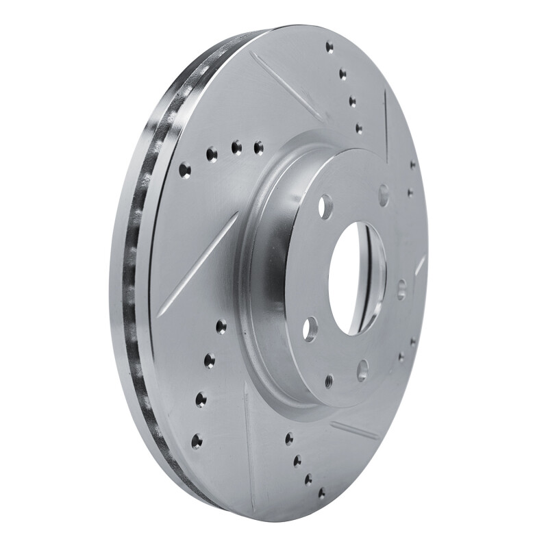 Mazda CX-5 Brake Rotor (1) - Front Right - R1 Concepts - Drilled & Slotted - Silver - `13-`19